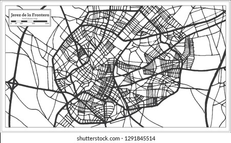 Jerez de la Frontera Spain City Map in Retro Style. Outline Map. Vector Illustration. 