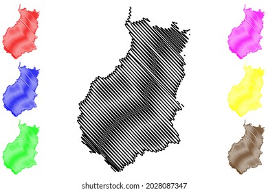 Jerichower Land district (Federal Republic of Germany, rural district, Free State of Saxony-Anhalt) map vector illustration, scribble sketch Jerichower Land map