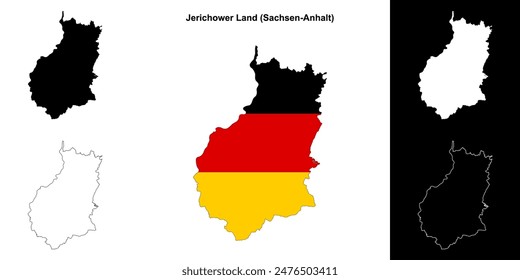 Jerichower Land (Sachsen-Anhalt) blank outline map set