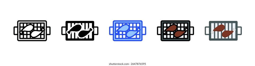 Jerk Chicken Icon Collection With Multiple Styles