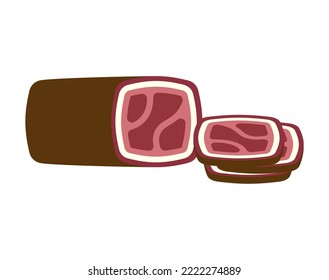 Jerky dry-cured sausage isolated. sujuk Vector illustration
