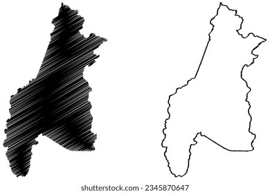 Mapa de ilustraciones vectoriales del mapa del municipio de Jeronimo Monteiro (estado de Espírito Santo, municipios de Brasil, República Federativa de Brasil), esbozo del dibujo del mapa Jerônimo Monteiro