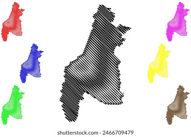 Jeronimo Monteiro municipio (Espírito Santo estado, Municipios de Brasil, República Federativa de Brasil) mapa Ilustración vectorial, dibujo a mano alzada Jerônimo Monteiro mapa