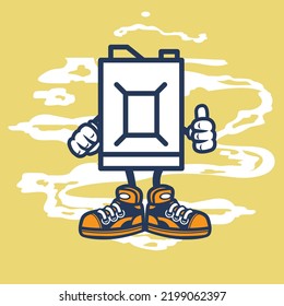 jerry can icon cute characters with kawaii faces cartoon illustration. doodle character.