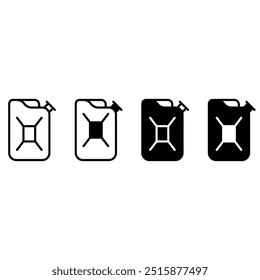 Conjunto de Vector de Jerry can. Colección de letrero de ilustración de cartucho. símbolo de gasolina de la máquina. Aceite del motor del envase del coche.