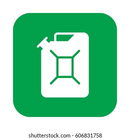 Jerrycan flat icon, filled vector sign, colorful pictogram on rounded square button isolated on white. Symbol, logo illustration. Flat design, pixel perfect