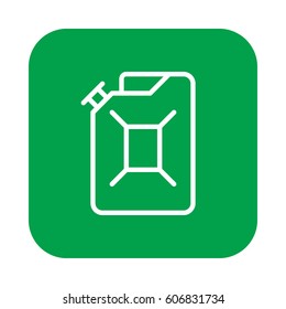 Jerrycan flat line icon, linear vector sign on colorful rounded square button isolated on white. Symbol, logo illustration. Flat design, pixel perfect