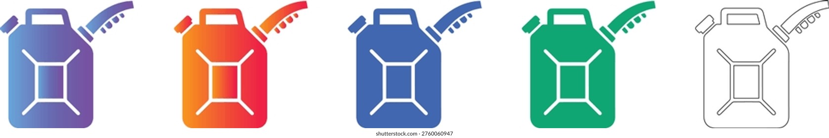Jerrycan Fuel Container Icon Set