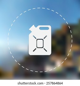 Jerrycan icon. Blurred background. Vector illustration