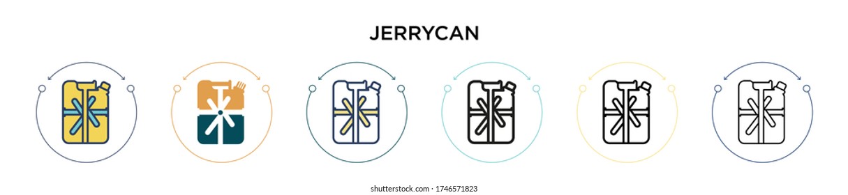 Jerrycan icon in filled, thin line, outline and stroke style. Vector illustration of two colored and black jerrycan vector icons designs can be used for mobile, ui, web