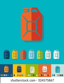 jerrycan icon in flat design with long shadows. Vector illustration