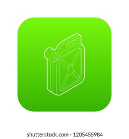 Jerrycan icon green vector isolated on white background