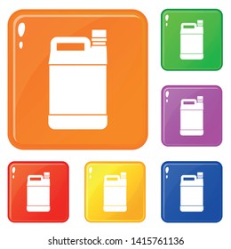Jerrycan icons set collection vector 6 color isolated on white background