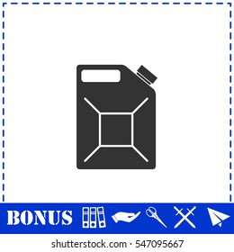 Jerrycan oil icon flat. Simple vector symbol and bonus icon