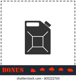 Jerrycan oil icon flat. Simple vector symbol and bonus icon