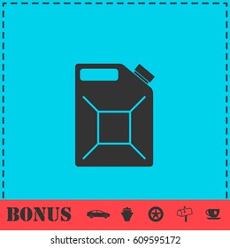 Jerrycan oil icon flat. Simple vector symbol and bonus icon