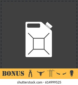 Jerrycan oil icon flat. Simple vector symbol and bonus icon