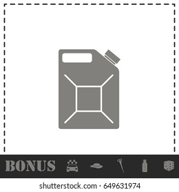Jerrycan oil icon flat. Simple vector symbol and bonus icon