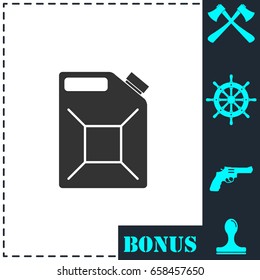 Jerrycan oil icon flat. Simple vector symbol and bonus icon
