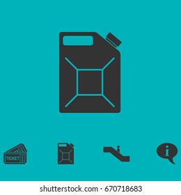Jerrycan oil icon flat. Simple vector symbol and bonus icon
