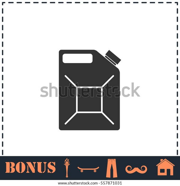 Jerrycan oil icon flat. Simple vector symbol and\
bonus icon