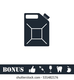 Jerrycan oil icon flat. Vector illustration symbol and bonus pictogram