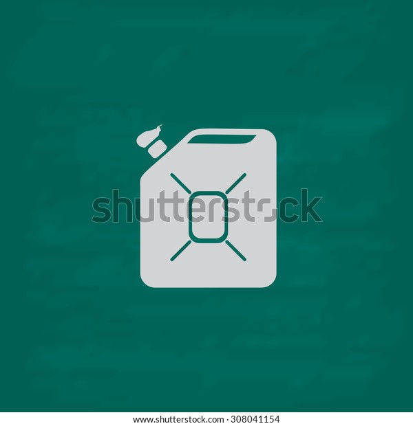Jerrycan oil. Icon. Imitation draw with white\
chalk on green chalkboard. Flat Pictogram and School board\
background. Vector illustration\
symbol