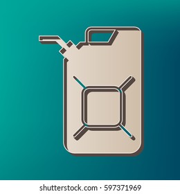 Jerrycan oil sign. Jerry can oil sign. Vector. Icon printed at 3d on sea color background.