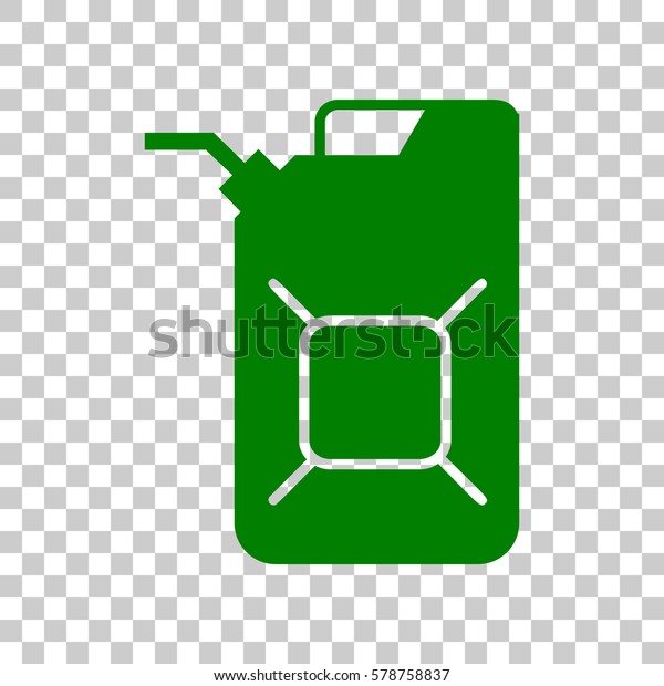 Jerrycan oil sign. Jerry can oil sign. Dark\
green icon on transparent\
background.