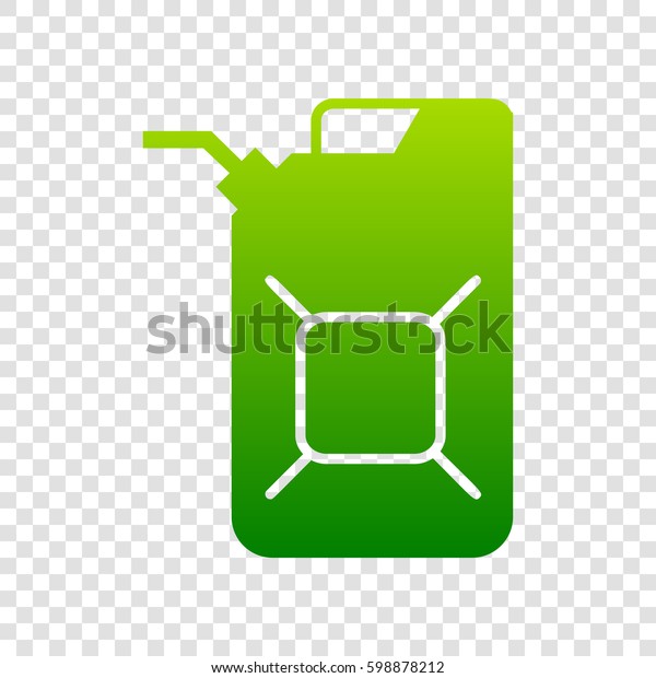 Jerrycan oil sign. Jerry can oil\
sign. Vector. Green gradient icon on transparent\
background.