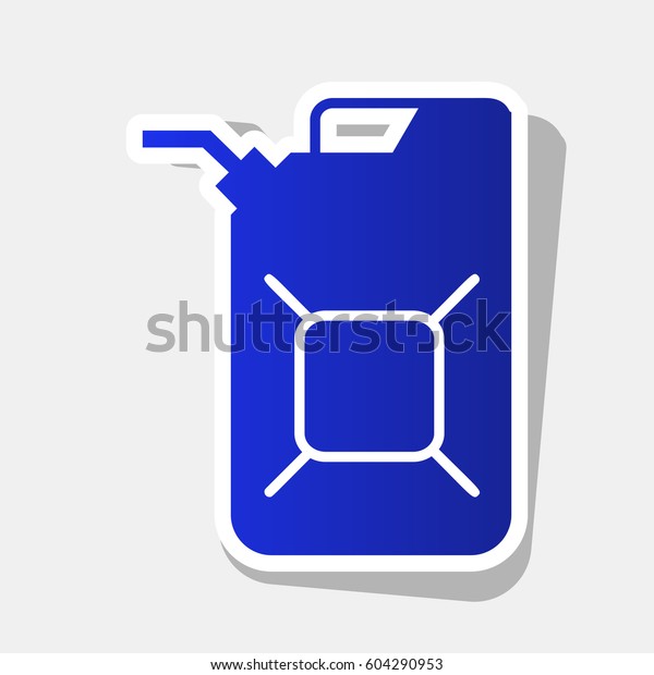 Jerrycan oil sign. Jerry can oil sign.\
Vector. New year bluish icon with outside stroke and gray shadow on\
light gray\
background.