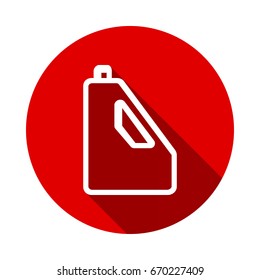 Jerrycan oil. vector icon isolated on red background with long shadow. flat icon