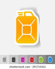 jerrycan paper sticker with shadow. Vector illustration