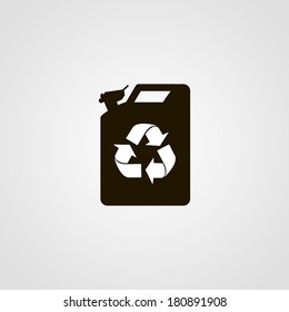 Jerrycan and Recycle Icon Isolated on White Background