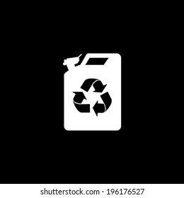 Jerrycan and Recycle Icon Isolated on Black Background