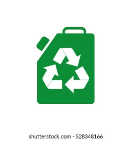 Jerrycan and Recycle Icon Isolated on White Background