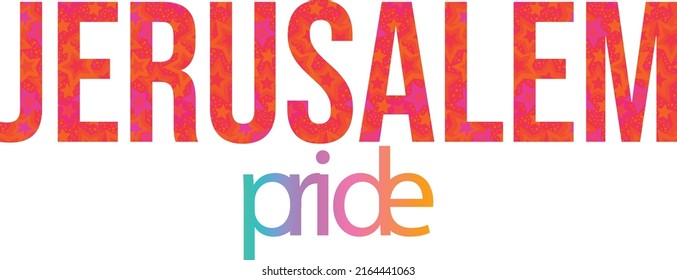 Jersalem pride isolated slogan with creative stars pattern and gradient