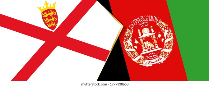 Jersey and Afghanistan flags, two vector flags symbol of relationship or confrontation.