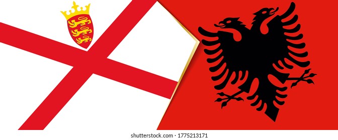 Jersey and Albania flags, two vector flags symbol of relationship or confrontation.