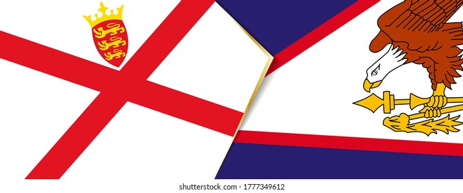Banderas de Jersey y Samoa Americana, dos banderas vectoriales símbolo de relación o enfrentamiento.