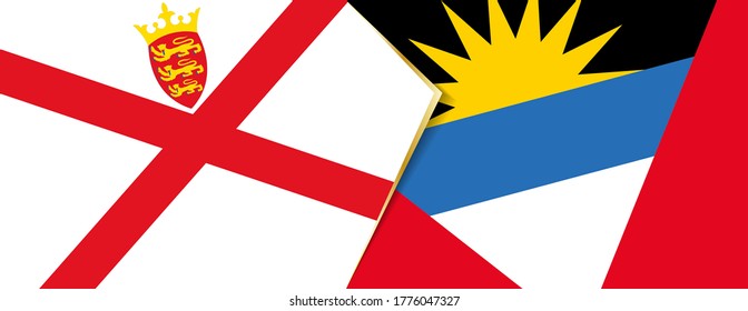Jersey and Antigua and Barbuda flags, two vector flags symbol of relationship or confrontation.