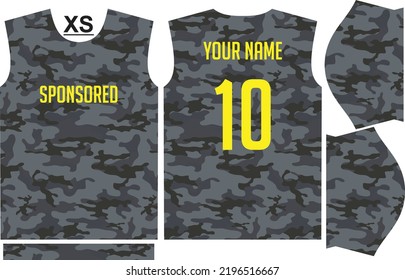 JERSEY ARMY GREY FULLPRINT SUBLIMATION SIZE XS READY FOR SEWING