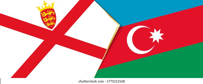 Jersey and Azerbaijan flags, two vector flags symbol of relationship or confrontation.