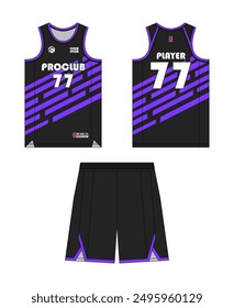 Jersey basketball concept design. Uniform club basketball front and back view.