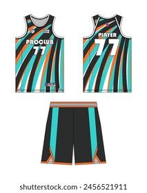 Diseño de Plantilla de baloncesto Jersey. Diseño de maqueta de uniforme de baloncesto. Jersey de baloncesto de diseño de Vector.