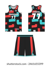 Jersey Basketball Vorlage Design. Basketball Uniform Mockup Design. Vektorgrafik Design Basketball Trikot.