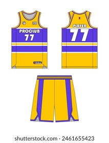 Diseño de Plantilla de baloncesto Jersey. Diseño de maqueta de uniforme de baloncesto. Jersey de baloncesto de diseño de Vector.