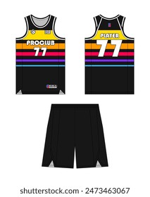 Jersey basketball template design. Basketball uniform mockup design. Vector design basketball jersey.