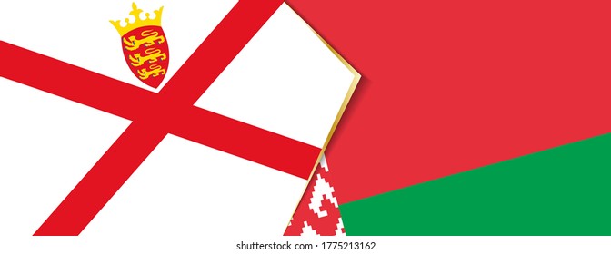Jersey and Belarus flags, two vector flags symbol of relationship or confrontation.