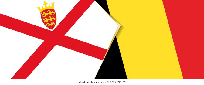 Jersey and Belgium flags, two vector flags symbol of relationship or confrontation.
